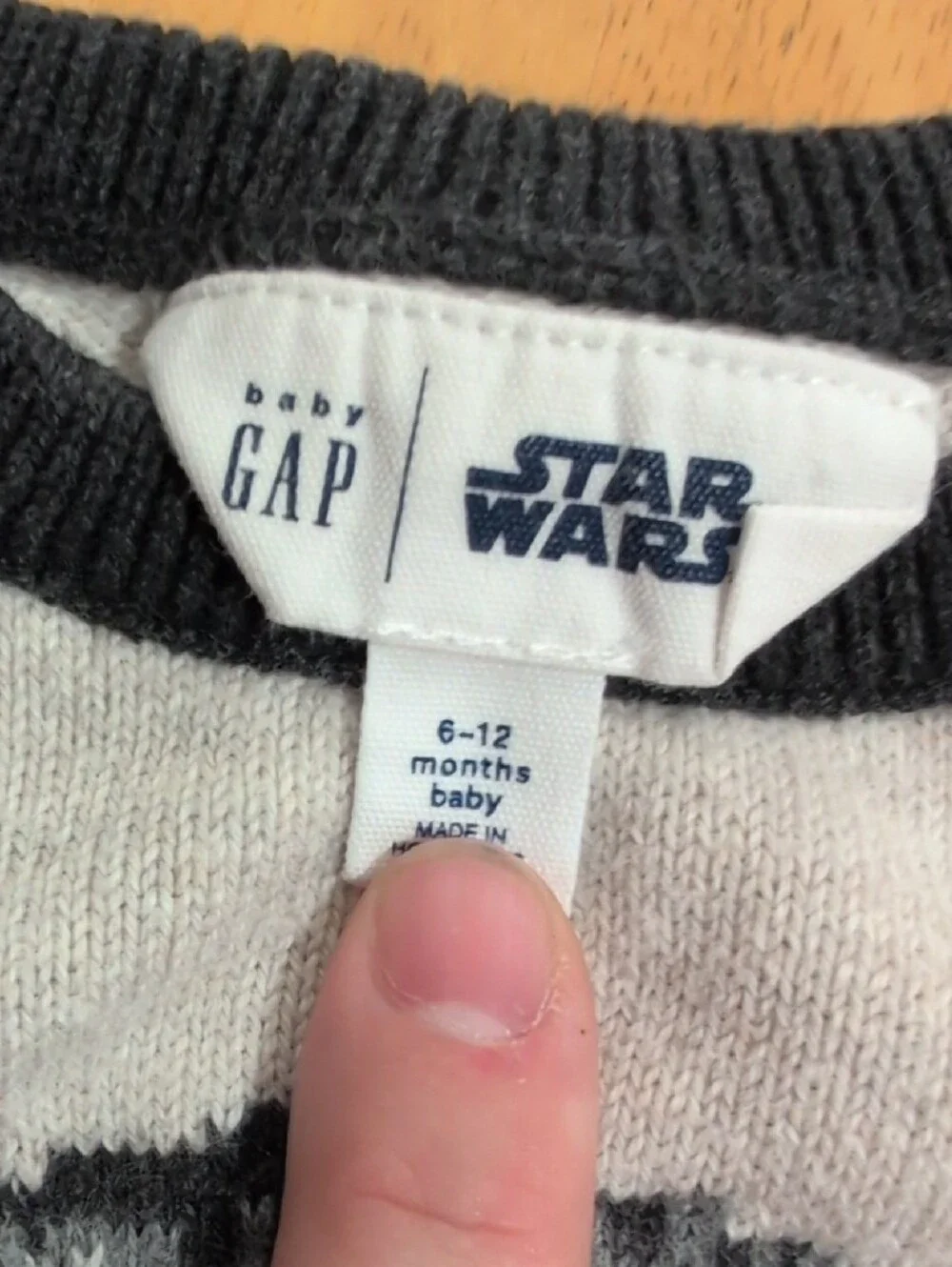 6-12M GAP Light Gray Knit Star Wars Darth Vader One-Piece